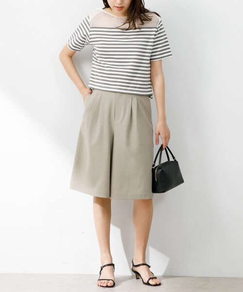 URBAN RESEARCH ROSSO（アーバンリサーチロッソ）の「『UR TECH DRYLUXE』F by ROSSO　タックハーフパンツ（その他パンツ・レディース・BLACK/BEIGE/MOCHA・36/38）」の4枚目の写真