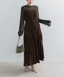 URBAN RESEARCH ROSSO WOMEN | シアードッキングベロアワンピース(ワンピース)