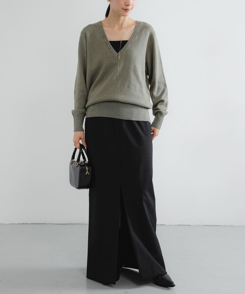 URBAN RESEARCH（アーバンリサーチ）の「new basic　カシミヤコットンVネックチュニックニット（チュニック・レディース・KHAKI/PINK/SAX・FREE）」の10枚目の写真