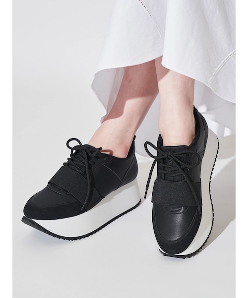 ELENDEEK（エレンディーク）の「PLATFORM SOLE SNEAKERS（スニーカー・レディース・オフホワイト/ブラック・36/37/38）」の2枚目の写真