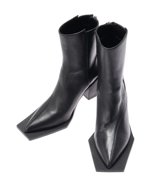 UN3D.(アンスリード)の「SQUARE EDGE POINTED BOOTS(ブーツ・レディース・ブラック/ミックス・36/37/38)」の2枚目の写真