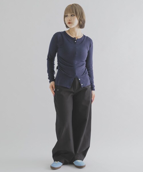 THE GOODLAND MARKET（ザグッドランドマーケット）の「cwtch　LAYERED KNIT TOPS（ニット/セーター・レディース・GRAY/NAVY/BERRY/YELLOW・Free）」の19枚目の写真