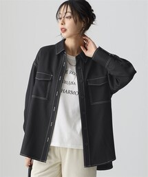 nissen | ＜大きいサイズ＞ 【美極】配色ステッチシャツジャケット(シャツ/ブラウス)