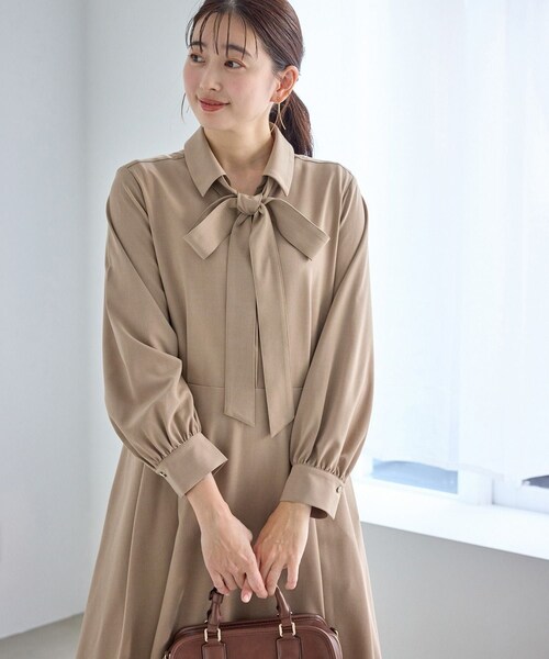 ROPE' PICNIC（ロペピクニック）の「リボンシャツワンピース（シャツワンピース・レディース・ベージュ/ネイビー・L/M/S）」の14枚目の写真