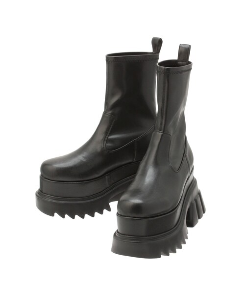 EVRIS（エヴリス）の「プラットフォームショートブーツ（ブーツ・レディース・ブラック/シルバー・S/M/L）」の12枚目の写真