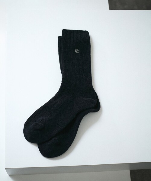 ADAM ET ROPE'（アダムエロペ）の「リブソックス-CreamyCotton /クリーミーコットン-（ソックス/靴下・レディース・ブラック/オフホワイト/グリーン・F）」の2枚目の写真
