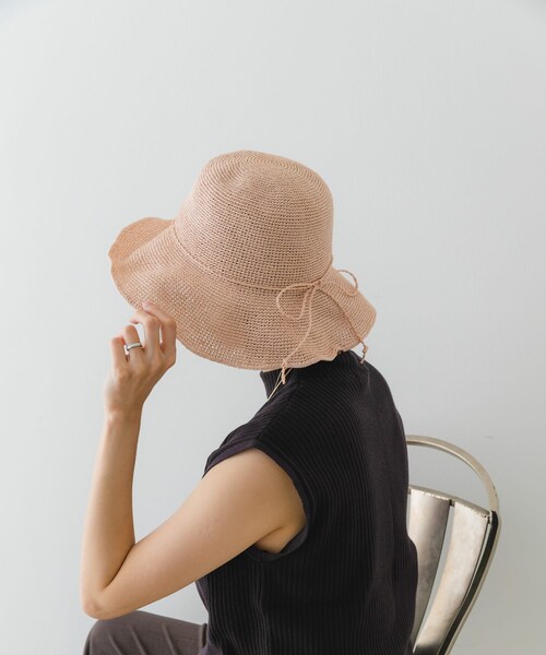 RODE SKO（ロデスコ）の「ペーパーコマ編みハット（ハット・レディース・NATURAL/L.PINK/BROWN・one）」の19枚目の写真