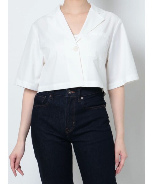 EMODA（エモダ）の「オープンカラーポケットシャツ（シャツ/ブラウス・レディース・ホワイト/ブラック/ブルー・F）」の2枚目の写真