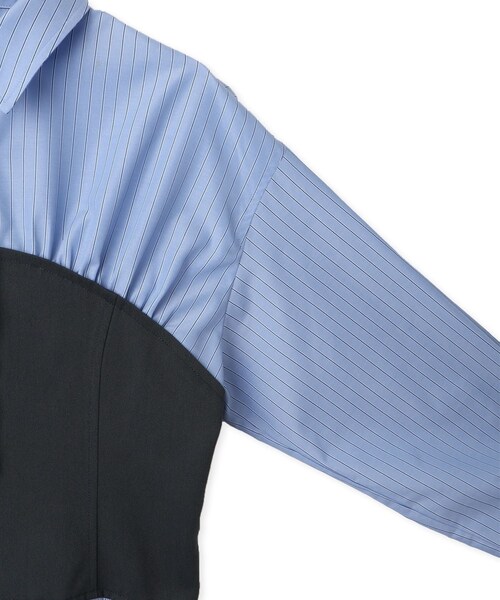 VIS（ビス）の「【洗える】ビスチェドッキングライクワンピース（シャツワンピース・レディース・オフホワイト/サックス・F）」の10枚目の写真