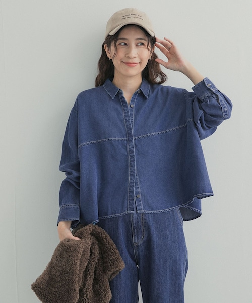 URBAN RESEARCH DOORS（アーバンリサーチドアーズ）の「デニム切替ショート丈シャツ 26AW（シャツ/ブラウス・レディース・INDIGO/ONE WASH・Free）」の17枚目の写真