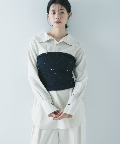 URBAN RESEARCH（アーバンリサーチ）の「TRソフトツイルハイネックシャツ（シャツ/ブラウス・レディース・IVORY/BLACK・Free）」の20枚目の写真