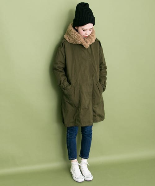 KBF（ケイビーエフ）の「WEB限定 2WAYモッズコート（モッズコート・レディース・CHARCOAL/KHAKI/NAVY・one）」の11枚目の写真