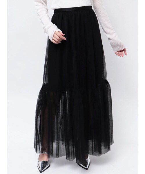 MERCURYDUO（マーキュリーデュオ）の「【OUNNOUN】チュールティアードスカート（その他・レディース・チャコールグレー/ブラック・S/M）」の6枚目の写真