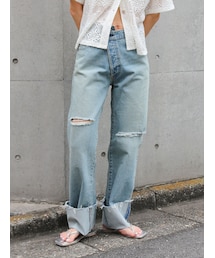 Ungrid | ウエストリメイクロールアップデニム(デニムパンツ)