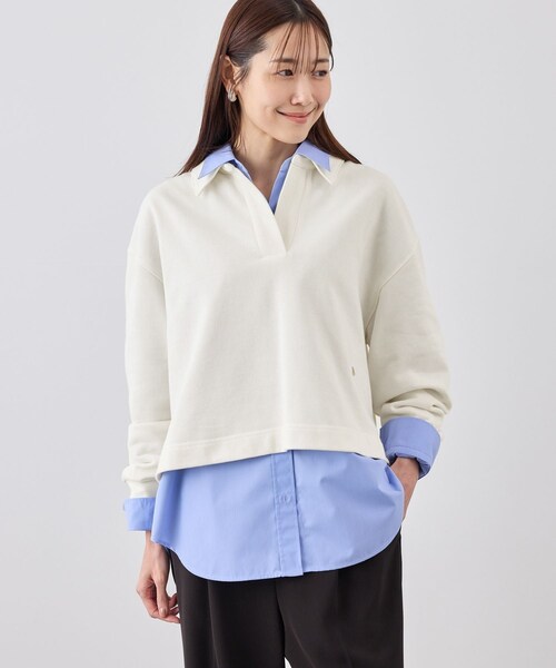 ROPE' PICNIC（ロペピクニック）の「スキッパースウェット（スウェット・レディース・ライトグレー/ホワイト/ネイビー/クリーム系・F）」の13枚目の写真