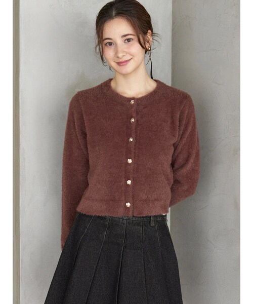 CALNAMUR（カルナムール）の「ローズボタンシャギーニットカーディガン（カーディガン/ボレロ・レディース・ホワイト/ピンク/ブラウン・F）」の12枚目の写真