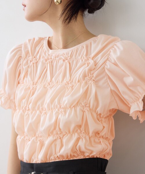 VIS(ビス)の「ドット&無地アソート シャーリングデザインカットソー(Tシャツ/カットソー・レディース・ブラック/キナリ/ピンク・F)」の17枚目の写真