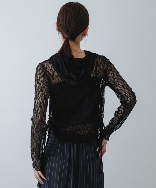 SENSE OF PLACE by URBAN RESEARCH（センスオブプレイスバイアーバンリサーチ）の「『洗濯可』フーディレースカットトップ（その他トップス・レディース・IVORY/BLACK/BEIGE・One）」の16枚目の写真