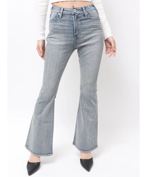 GYDA（ジェイダ）の「ハイウエストbijouフレアデニムパンツ（デニムパンツ・レディース・ブラック/アイスブルー/インディゴ・XS/S/M）」の9枚目の写真