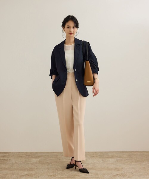 ROPE'（ロペ）の「レーヨンリネン ライトジャケット【セットアップパンツ・ワンピース対応】（テーラードジャケット・レディース・ブラウン/ネイビー・36/38）」の12枚目の写真