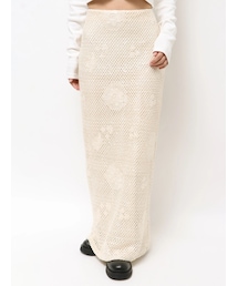 Ungrid（アングリッド）の「透かし編みスパンコールレイヤードスカート（スカート・レディース）」