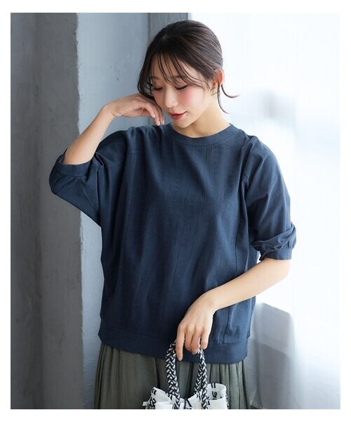 nissen（ニッセン）の「＜大きいサイズ＞綿100％ドビー切替ピグメント加工トップス（Tシャツ/カットソー・レディース・チャコールグレー/モカ/ネイビー・L/LL/3L/4L/5L/6L/8L/10L）」の21枚目の写真