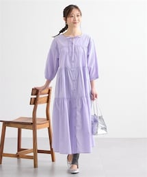 QUNTSTYLE | 【マタニティウェア・授乳服】ふんわりティアード7分袖ワンピース（産前・産後）(マタニティウェア/グッズ)