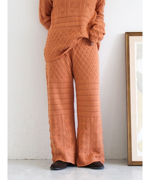 Ungrid（アングリッド）の「透かし編みニットパンツ（その他パンツ・レディース・アイボリー/チャコールグレー/オレンジ・F）」の9枚目の写真