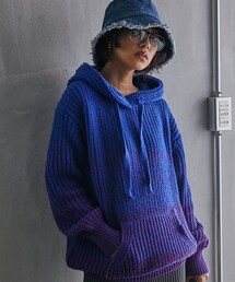 GEVS. | 大きいサイズグラデーションニットパーカーGEVS.(ニット/セーター)