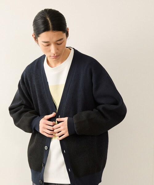 JUNRED（ジュンレッド）の「フェードジャガードカーディガン（カーディガン/ボレロ・メンズ・ブラック/グレー/ブルー/ブルー系/パープル・L/M/S）」の3枚目の写真