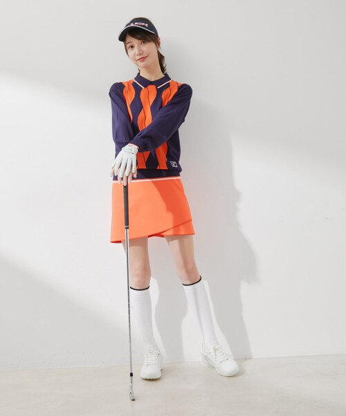 ROPE'（ロペ）の「ケーブル柄衿使いパフ袖長袖プルオーバー（ニット/セーター・レディース・ホワイト/グリーン/ネイビー・L/M/S）」の12枚目の写真