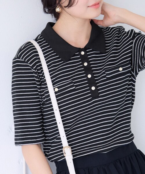 VIS（ビス）の「カットポロドッキングワンピース（ワンピース・レディース・ブラック系/キナリ系・M/S）」の20枚目の写真