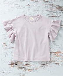 nissen | 綿１００％梨地袖フリル半袖Tシャツ（女の子　子供服・ジュニア服）(Tシャツ/カットソー)