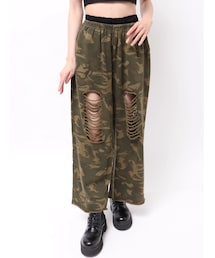 EVRIS | レースドッキングダメージスウェットワイドパンツ(スウェットパンツ)