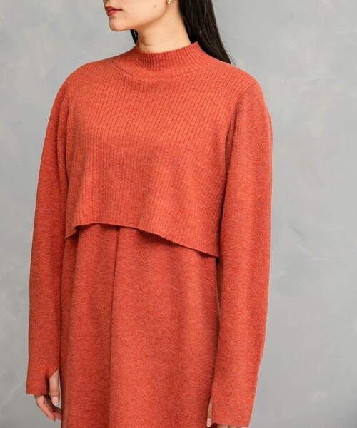 URBAN RESEARCH ROSSO（アーバンリサーチロッソ）の「静電防止レイヤードライクニットワンピース（ワンピース・レディース・TERRACOTTA/NAVY/GREEN・FREE）」の20枚目の写真