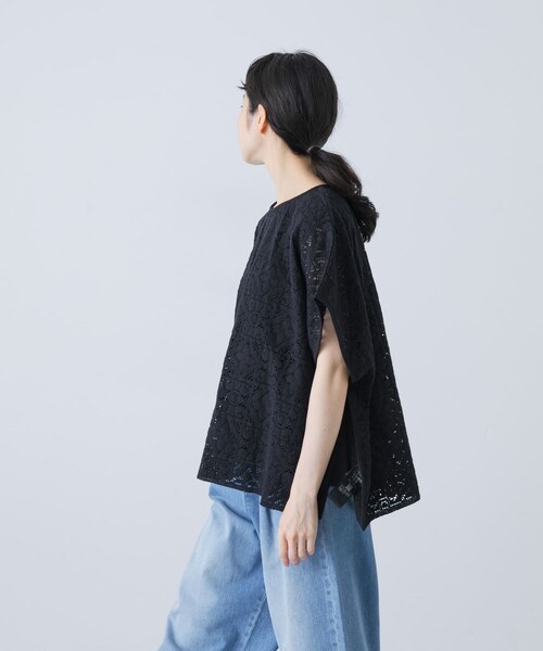 かぐれ(カグレ)の「コットンレースポンチョプルオーバー(Tシャツ/カットソー・レディース・OFF/BLACK・FREE)」の21枚目の写真