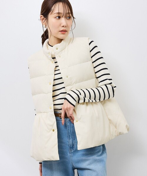 ROPE' PICNIC（ロペピクニック）の「【GREEN DOWN/グリーンダウン】ペプラムダウンベスト（ダウンベスト・レディース・ブラック/オフホワイト・F）」の20枚目の写真