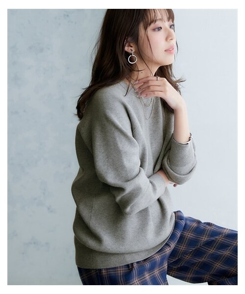 nissen（ニッセン）の「スウェットライクラグランニット（ニット/セーター・レディース・ミルクベージュ/杢グレー/バーガンディー/黒/ロイヤルブルー/グレープ/モカベージュ杢/ネイビー杢/ライラック杢・S/M/L/LL/3L/4L/5L/6L）」の22枚目の写真