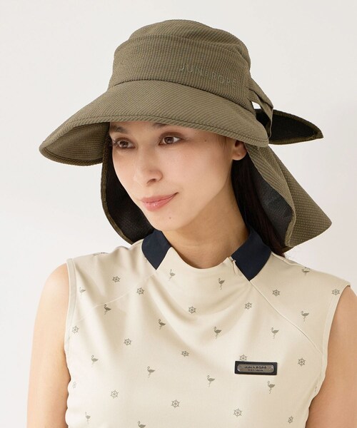 ROPE'（ロペ）の「クールマックスサッカー３ＷＡＹハット/UV・遮熱（ハット・レディース・ブラック/ホワイト/カーキ・F）」の8枚目の写真