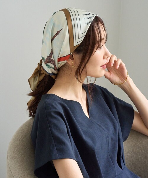ROPE' PICNIC(ロペピクニック)の「PARIS Peaceful Scenery スカーフ 70cm(バンダナ/スカーフ・レディース・ブラウン系/ネイビー系/ワイン系・F)」の8枚目の写真