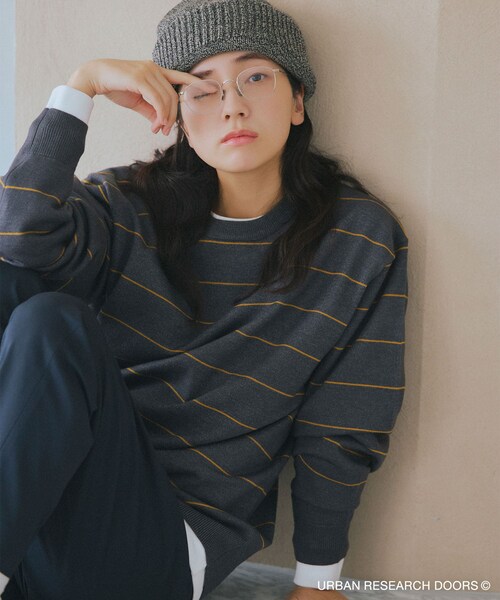 URBAN RESEARCH DOORS（アーバンリサーチドアーズ）の「『仁村紗和さん着用』『UR TECH 200日ニット』クルーネック（ニット/セーター・メンズ・OFF/CHARCOAL/OFF×BLACK/CHA×YEL.K/BROWN・M/L/XL）」の6枚目の写真