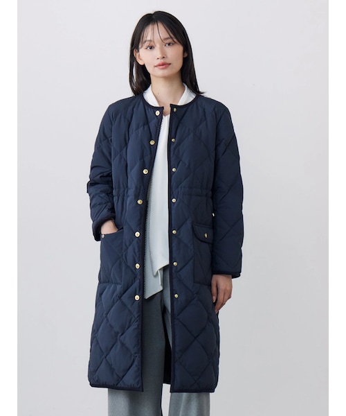 TONAL(トーナル)の「【TAIONコラボ】パイピングロングダウンコート(ダウンジャケット/コート・レディース・アイボリー/ネイビー/ブラウン・S/M)」の5枚目の写真
