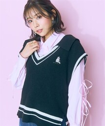 marun | ＜大きいサイズ＞ねこ刺しゅうニットベスト　marun(ベスト)