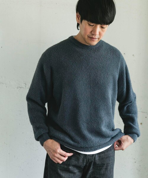 URBAN RESEARCH DOORS（アーバンリサーチドアーズ）の「メランジシャギー クルーネックニット（ニット/セーター・メンズ・BLUE/BLACK・M/L）」の21枚目の写真
