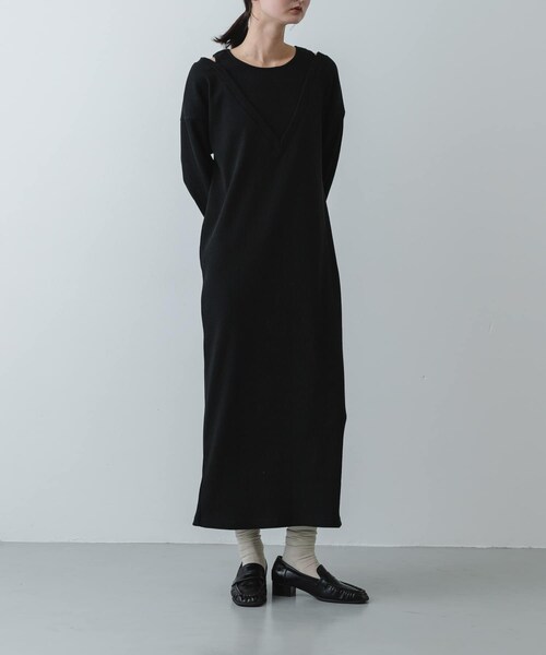 SENSE OF PLACE by URBAN RESEARCH（センスオブプレイスバイアーバンリサーチ）の「レイヤードネックリブワンピース（ワンピース・レディース・OATMEAL/BLACK/CHARCOAL・COMPACT/One）」の11枚目の写真