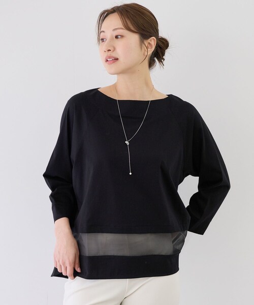 Jayro(ジャイロ)の「Wシルケットシアーラインプルオーバー(Tシャツ/カットソー・レディース・ブラック/ホワイト系・F)」の5枚目の写真