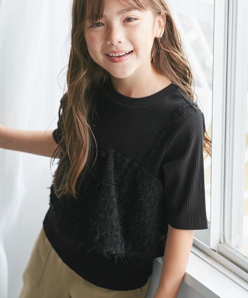 ROPE' PICNIC(ロペピクニック)の「【KIDS/キッズ】ビスチェドッキングカットソー(Tシャツ/カットソー・キッズ・ブラック/キナリ・L/M/S)」の6枚目の写真