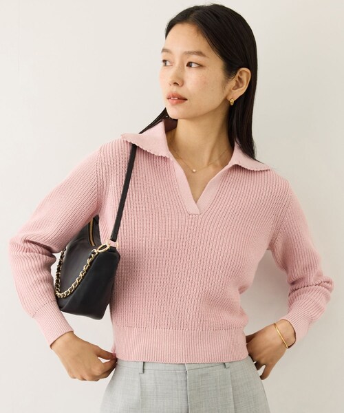 ROPE'（ロペ）の「オーガニックコットンポロニットプルオーバー/イージーケア（ニット/セーター・レディース・ホワイト系/ネイビー/レッド系/ピンク・F）」の14枚目の写真