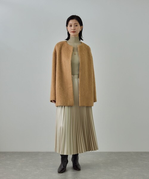 ROPE'（ロペ）の「ウールモヘヤノーカラーミドル丈コート（その他アウター・レディース・ベージュ・F）」の7枚目の写真