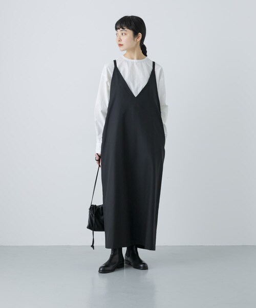 かぐれ（カグレ）の「『2WAY仕様』ウールトロVネックワンピース（ワンピース・レディース・CHARCOAL/BLACK・FREE）」の6枚目の写真